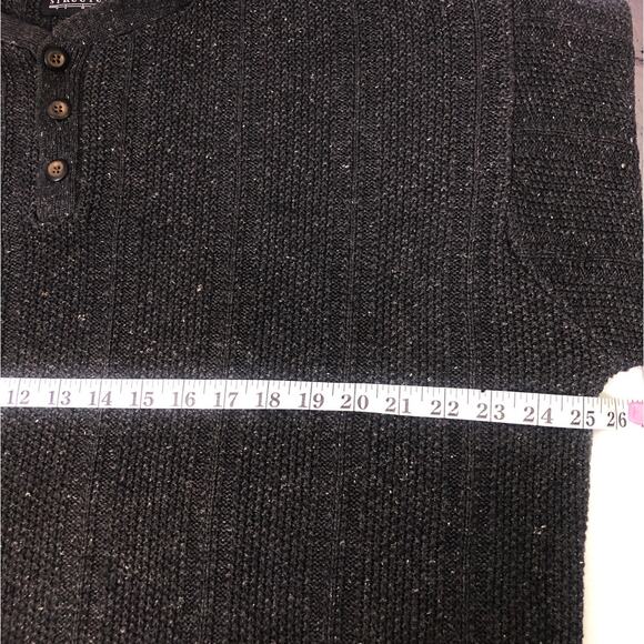 Structure VTG 90s Y2K Preppy Crew Neck Ribbed Casual Knit Gray Henley Men's L - Picture 10 of 12